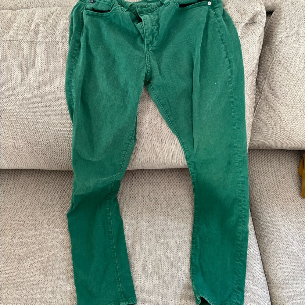 Ag Adriano Goldschmied Green Cropped Ankle Jeans